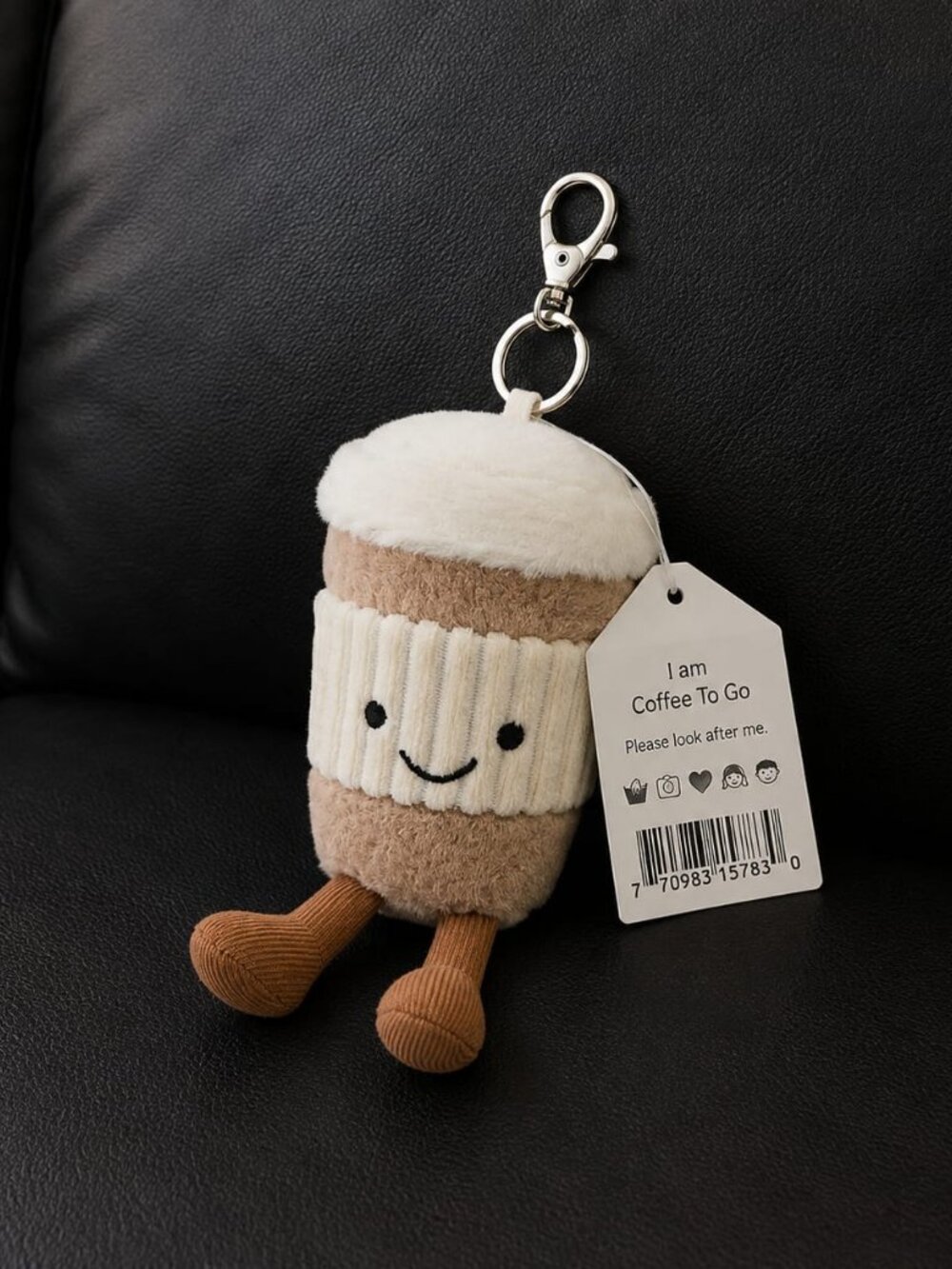 Jellycat Amuseables Coffee To Go Plush Bag Charm Keychain NWT with Bag Cute Gift - Picture 4 of 5